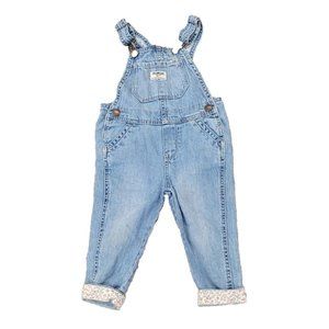 Toddler Girls Sz 2 T OSHKOSH B'gosh Bib Overalls Floral Lining/Adjustable Straps
